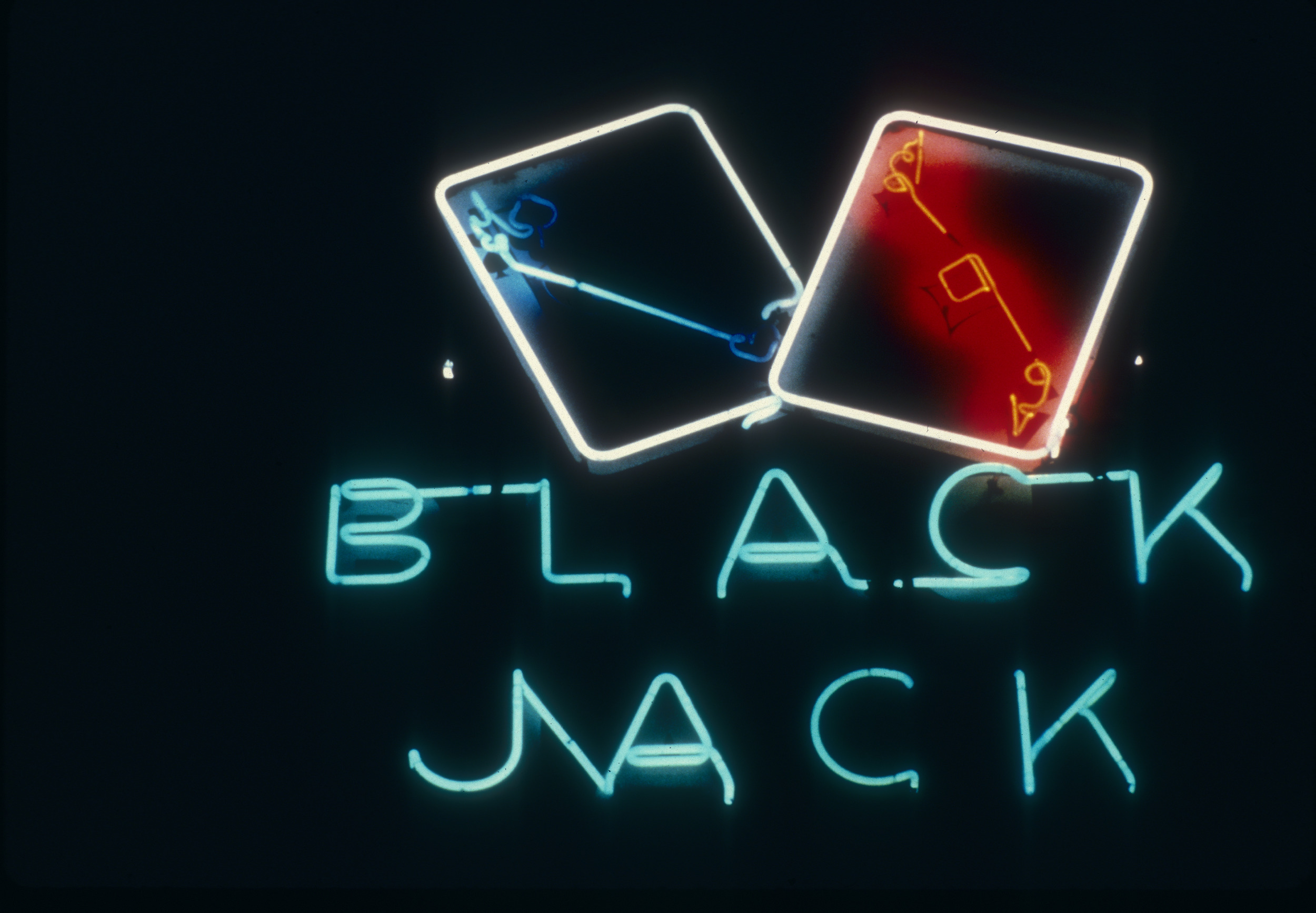 Slide of a neon Black Jack sign, Las Vegas, circa 1980s