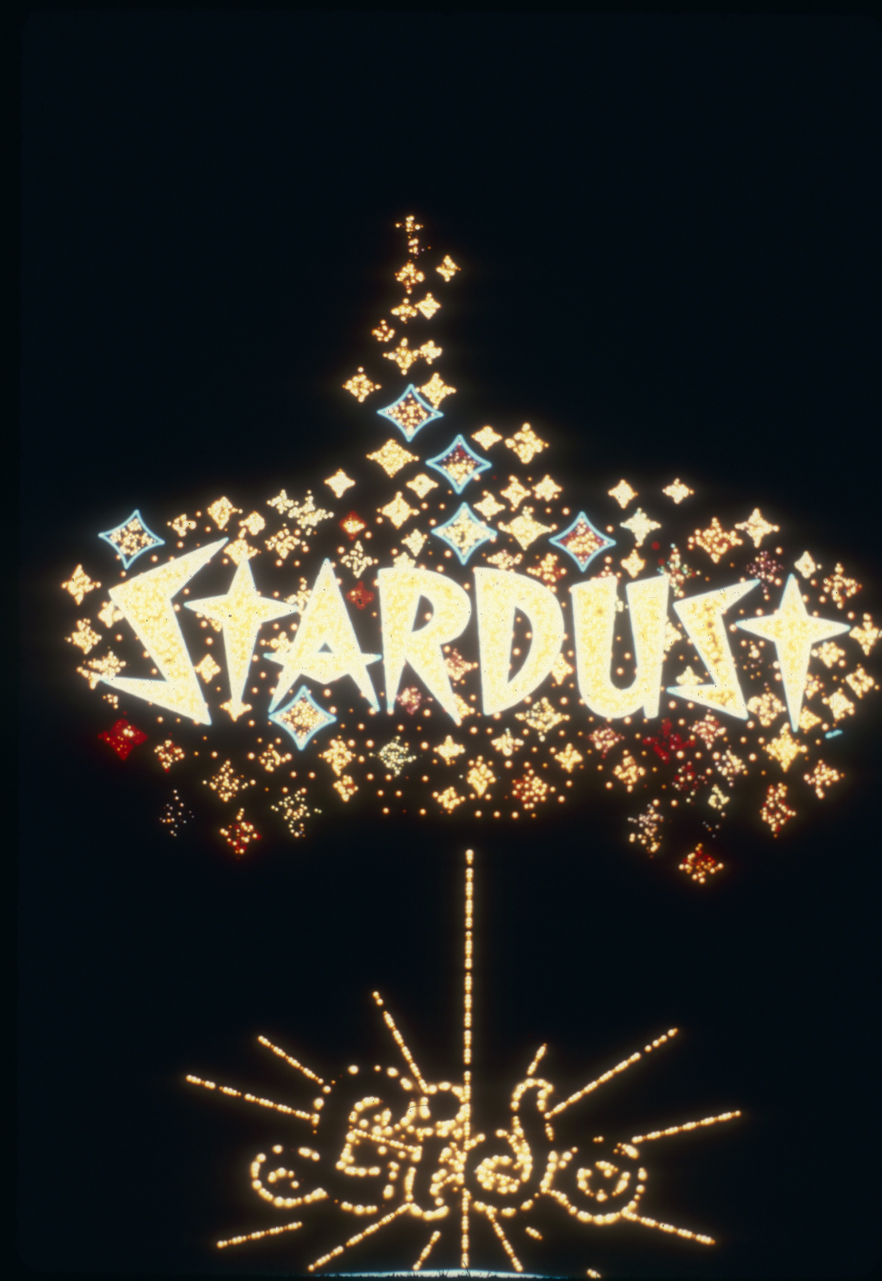 Slide of a neon Stardust marquee, Las Vegas, circa 1980s