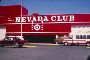 Slide of the neon signs on the Nevada Club exterior, Laughlin, Nevada, 1986