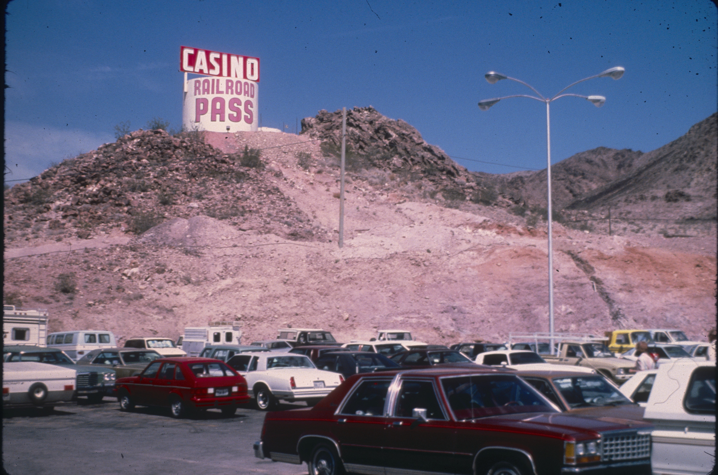 Slide of the neon sign for the Railroad Pass Casino, Henderson, Nevada, 1986