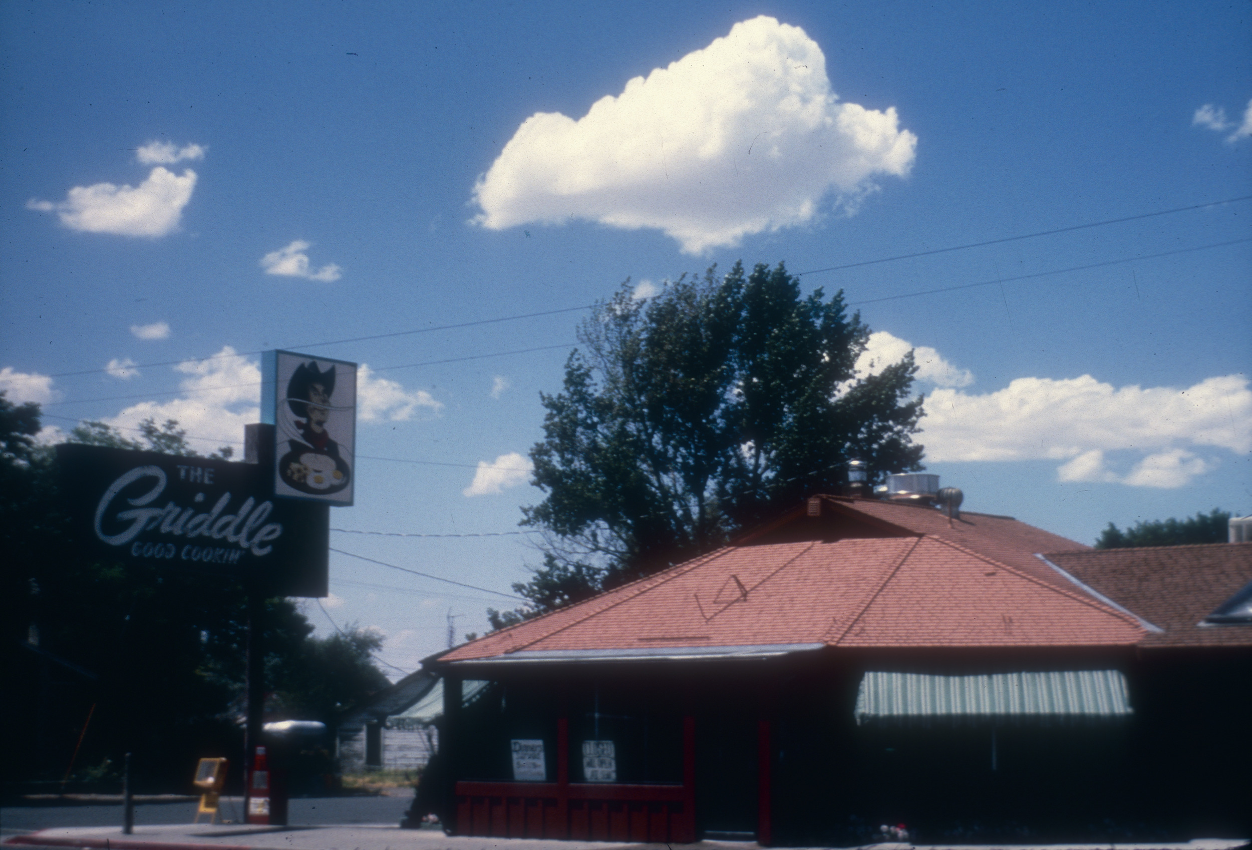 Slide of the exterior of The Griddle restaurant, Winnemucca, Nevada, 1986