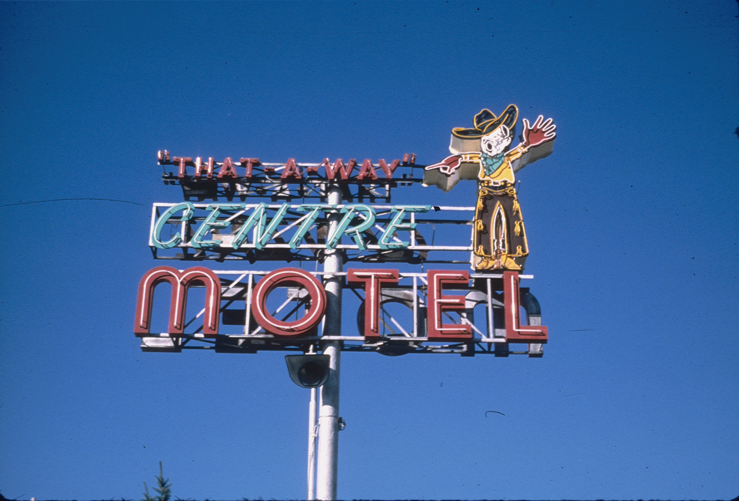 Slide of the Centre Motel sign, Elko, Nevada, 1986