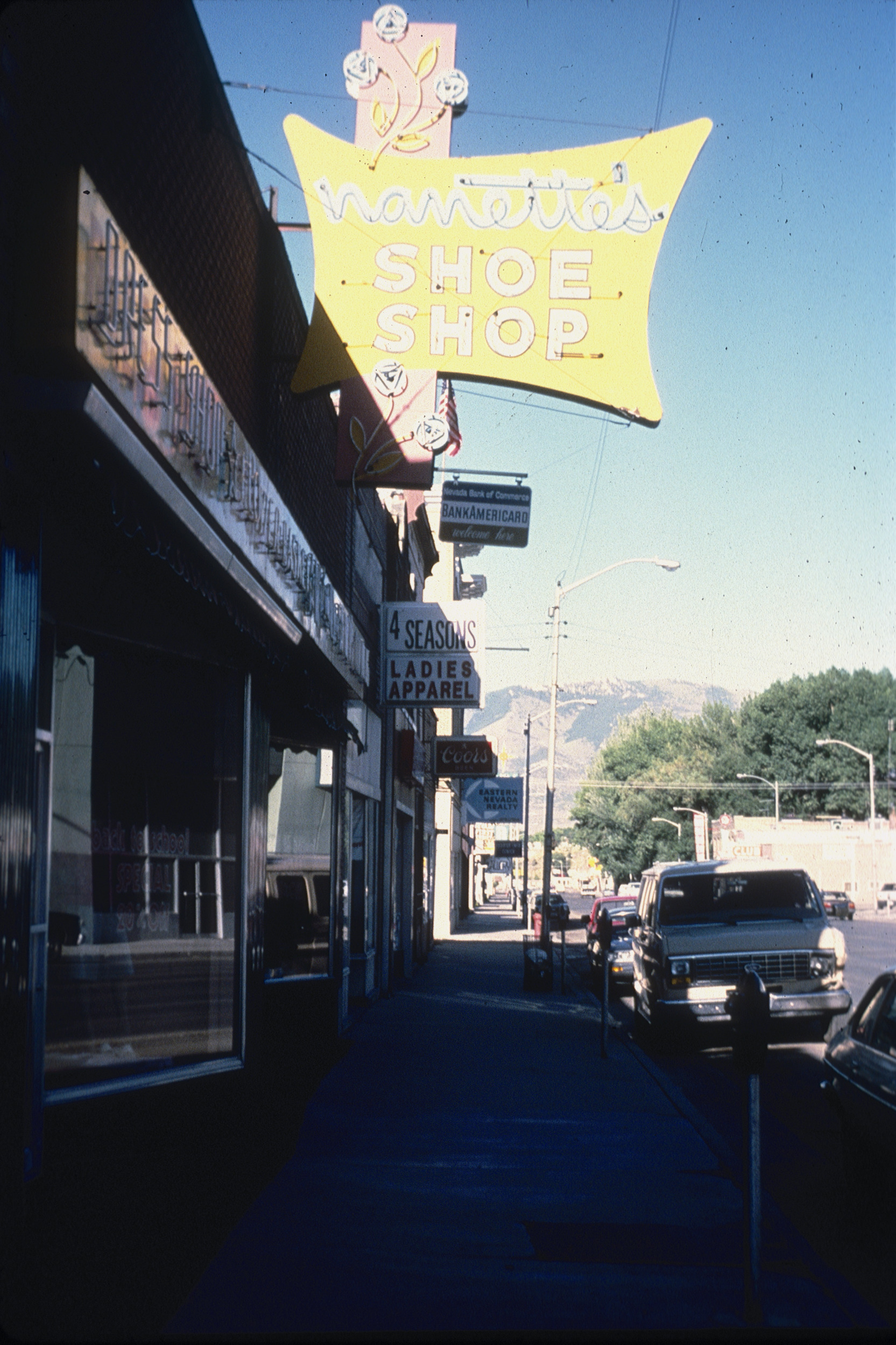 Slide of Nanette's Shoe Shop, Ely, Nevada, 1986