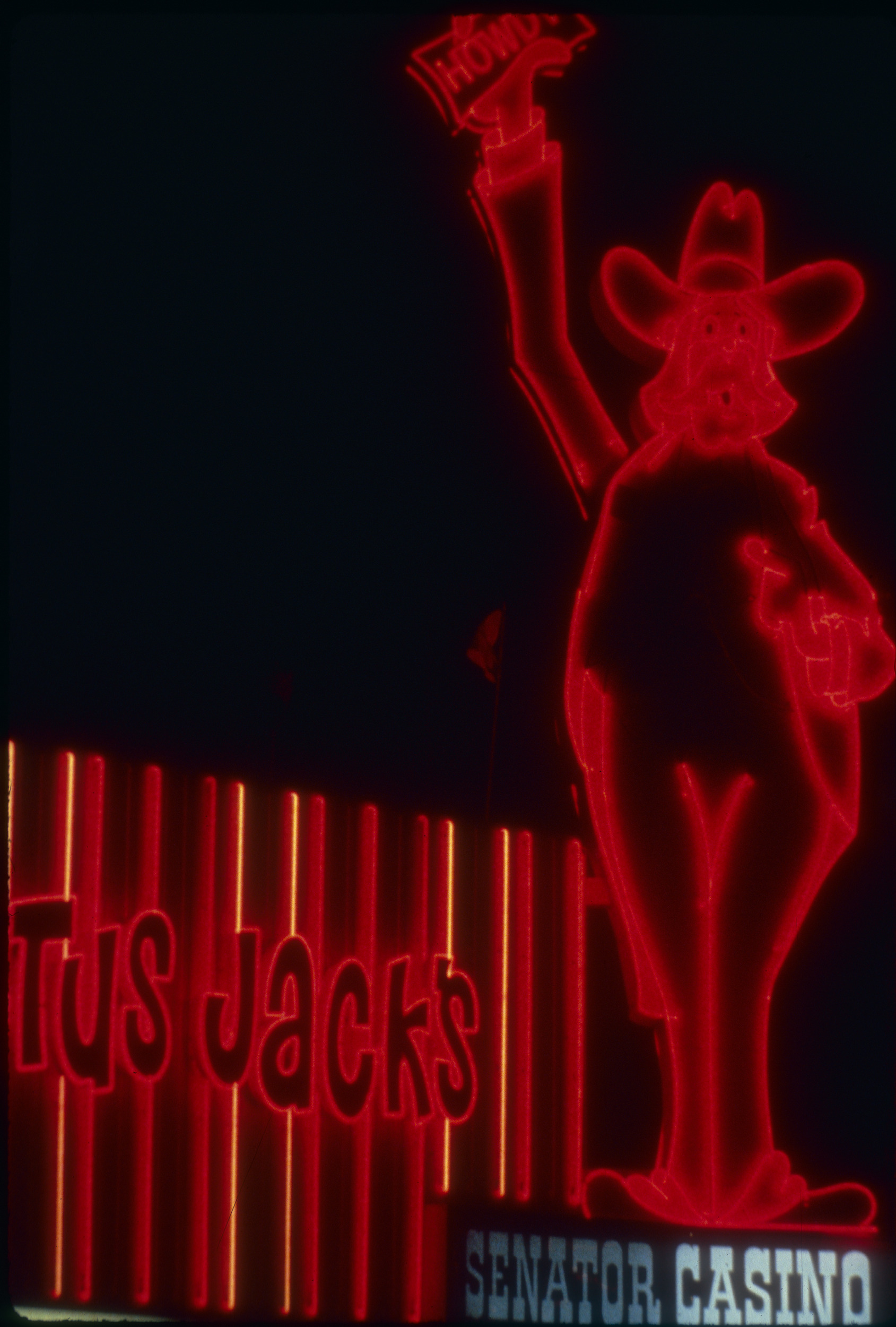 Slide of Cactus Jack's Senator's Club sign, Carson City, Nevada, 1986