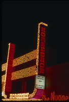 Slide of neon signs for the Horseshoe Club, Reno, Nevada, 1986