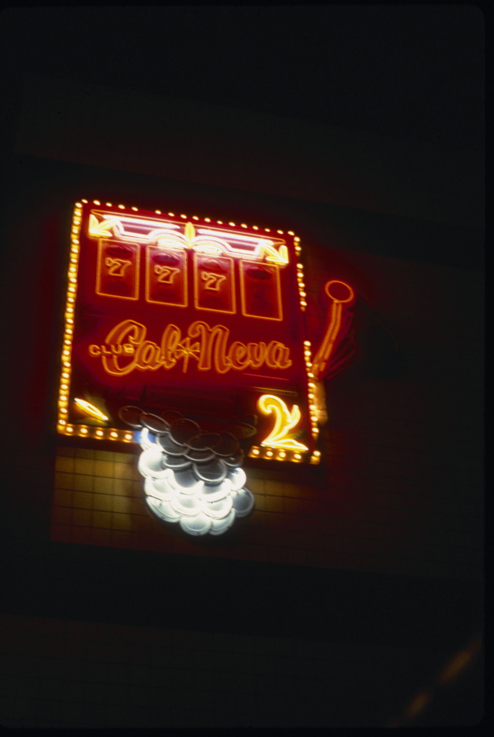 Slide of the Club Cal Neva sign, Reno, Nevada, 1986