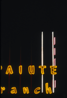 Slide of the neon sign for the Paiute Ranch Motel, Reno, Nevada, 1986