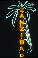 Slide of the neon sign for the Zanzibar Lounge, Reno, Nevada, 1986