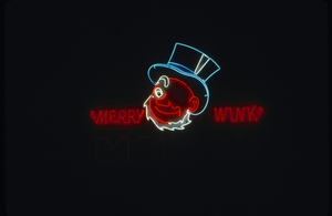 Slide of the neon sign for the Merry Wink Motel, Reno, Nevada, 1986