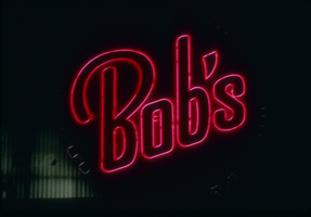 Slide of the neon sign for Bob's Big Boy restaurant, Reno, Nevada, 1986