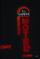 Slide of the neon sign for the El Tavern Motel at night, Reno, Nevada, 1986