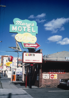 Slide of Mary's Motel and its neon signs, Reno, Nevada, 1986