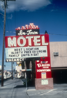 Slide of the neon sign for the In Town Motel, Reno, Nevada, 1986