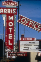 Slide of the neon sign for the Farris Motel, Reno, Nevada, 1986