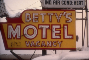 Slide of the neon sign for Betty's Motel, Reno, Nevada, 1986