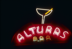 Slide of the neon sign for Alturas Bar, Reno, Nevada, 1986
