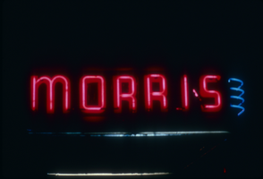 Slide of the neon sign for the Morris Hotel, Reno, Nevada, 1986