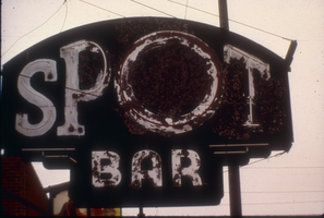 Slide of the neon sign for the Spot Bar, Sparks, Nevada, 1986