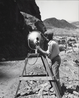 Photograph of a man at the Hoover Dam construction site, April 10, 1931