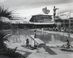 Photograph of a pool scene at Wilbur Clark's Desert Inn, Las Vegas, circa 1950s