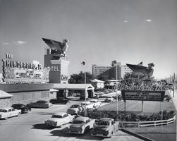 Photograph of the front entrance of the Thunderbird Hotel, Las Vegas, circa 1950s