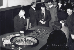 Film transparency of men playing roulette, Las Vegas, circa 1930s