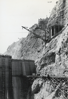 Photograph of intake towers, Hoover Dam, circa early 1930s