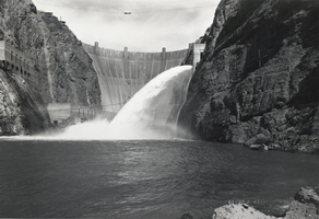 Photograph of outlet valves, Hoover Dam, circa late 1930s