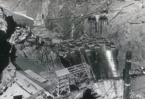 Slide of Hoover Dam construction, circa mid 1930s