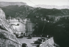Slide of construction on Hoover Dam, circa early 1930s