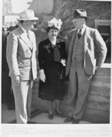 Film transparency of W.F. Knowland, and Mr. and Mrs. Robert A. Taft at Hoover Dam, September 18, 1947