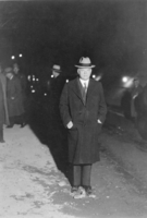 Film transparency of Herbert Hoover touring the Boulder Canyon Project, November 12, 1932