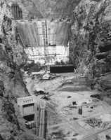 Photograph of the construction phase of Hoover Dam, August 25, 1934