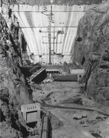Photograph of the construction phase of Hoover Dam, March 26, 1935