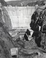Photograph of the construction phase of the Hoover Dam, November 26, 1935