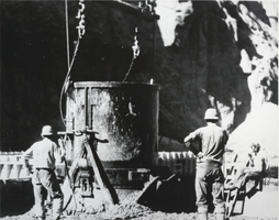 Photograph of construction, Hoover Dam, August 31, 1933