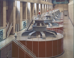 Photograph of power plant, Hoover Dam, circa 1940-1950s