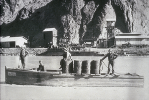 Slide of boats used in construction phase of Hoover Dam, January 10, 1932