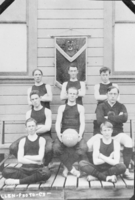 Film transparency of the boys basketball team for Clark County High School, Las Vegas, circa early 1900s