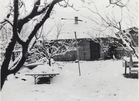 Photograph of the snow-covered home of the Lake-Eglington family, Las Vegas, January 1930