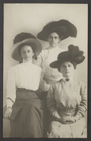 Photograph of Mayme Stocker with friends, July 26, 1910
