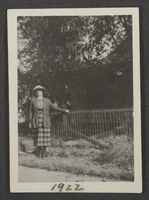Photograph of Mayme Stocker outside of her home in Las Vegas, Nevada, 1922