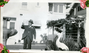 Samuel Yount outside his home, in Los Angeles, California: photograph
