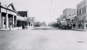 Photograph of businesses on Fremont Street, Las Vegas, Nevada, January 5, 1926.