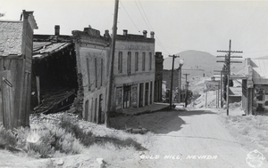 Photograph of main street in Gold Hill, Nevada, circa 1930s-1940s