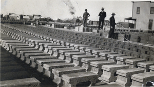 Photograph of cement block yard in Las Vegas, Nevada, circa 1905-1920