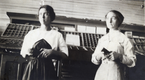 Photograph of two female typesetters, Las Vegas, Nevada, circa 1905-1915