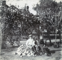 Photograph of Jim, Herbert, and Florence Squires in Los Angeles, circa early 1900s