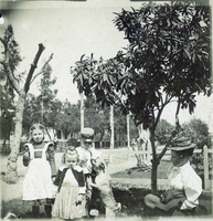 Photograph of Delphine Squires and her children in Los Angeles, circa early 1900s