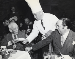 Photograph of C. P. Squires, Harry Cawrey, and Brigham Townsend at Hotel Frontier, Las Vegas, circa 1940s to 1950s